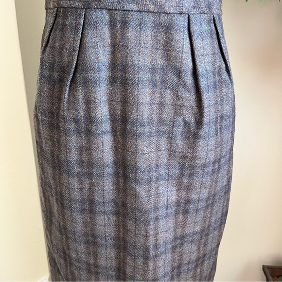 Perla de Pari Vintage Wool Plaid Dress Brown Sz 0 - Picture 5 of 16